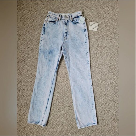 MOTHER NWT High-Rise Rider Ankle Jeans Pink Blue size 24 - Picture 4 of 9